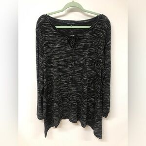 Women's Long Sleeve Heather Black Long Top T Shirt Clothing Blouse Dress Top